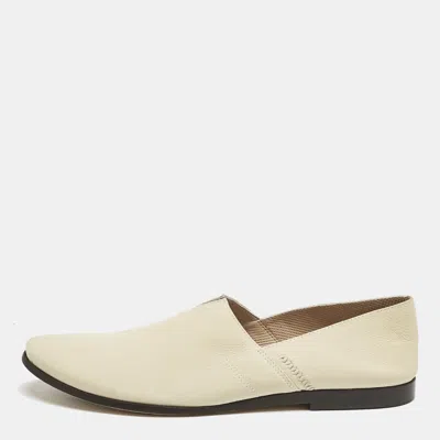 Pre-owned Giorgio Armani Cream Leather Slip On Loafers Size 42