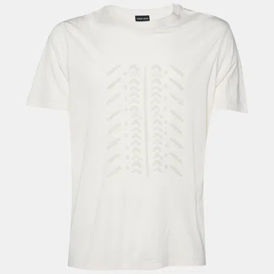 Pre-owned Giorgio Armani Cream Printed Cotton Knit T-shirt 3xl
