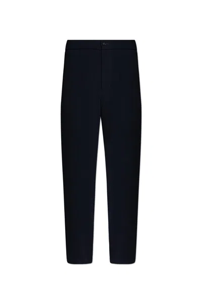 Giorgio Armani Straight-leg Knitted Trousers In Blue