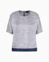 Giorgio Armani Crew-neck Blouse In A Mélange-print Silk Charmeuse