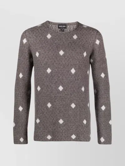 GIORGIO ARMANI CREW NECK DIAMOND PATTERN SWEATER