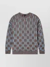 Giorgio Armani Crew Neck Geometric Pattern Sweater In Multi