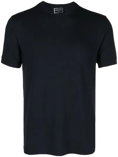 Giorgio Armani Crew-neck Jersey T-shirt In Blue