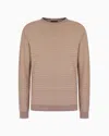 Giorgio Armani Crew-neck Jumper In Linen And Cotton In Beige