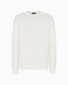 Giorgio Armani Crew-neck Jumper In Linen And Cotton In White