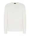 Giorgio Armani Crew-neck Jumper In Linen And Cotton In White
