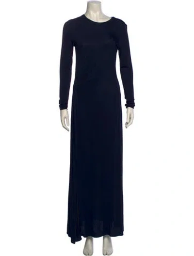 Pre-owned Giorgio Armani Crew Neck Long Dress In Blue
