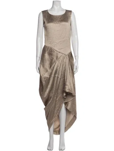 Pre-owned Giorgio Armani Crew Neck Long Dress In Neutrals