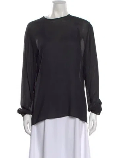 Pre-owned Giorgio Armani Crew Neck Long Sleeve Blouse In Black