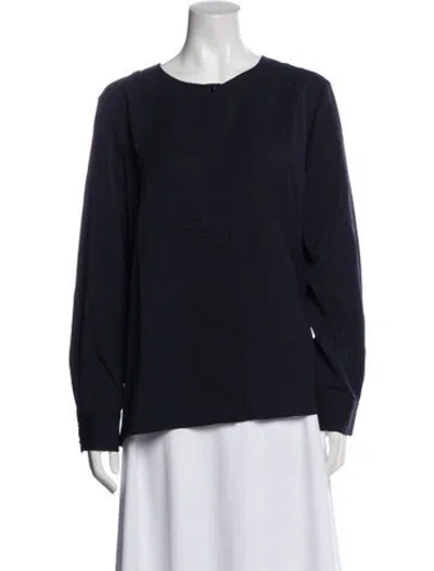 Pre-owned Giorgio Armani Crew Neck Long Sleeve Blouse In Blue