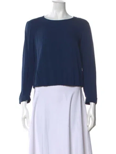 Pre-owned Giorgio Armani Crew Neck Long Sleeve Blouse In Blue