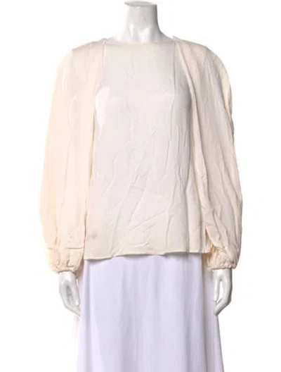 Pre-owned Giorgio Armani Crew Neck Long Sleeve Blouse In Neutrals