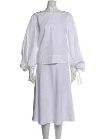 Pre-owned Giorgio Armani Crew Neck Long Sleeve Blouse In White