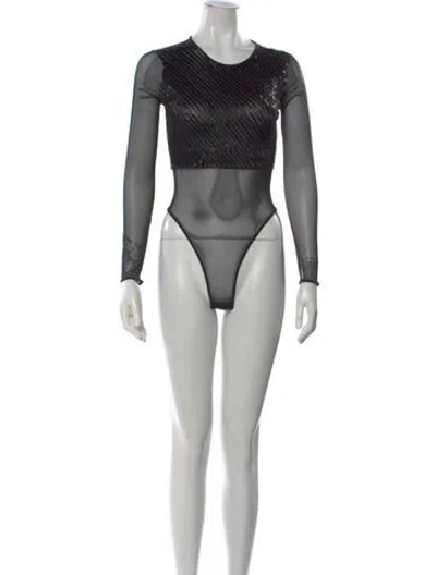 Pre-owned Giorgio Armani Crew Neck Long Sleeve Bodysuit In Black