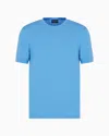 Giorgio Armani Crew-neck Long-sleeved T-shirt In Stretch Viscose Jersey In Blue