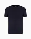 Giorgio Armani Crew-neck Long-sleeved T-shirt In Stretch Viscose Jersey In Blue