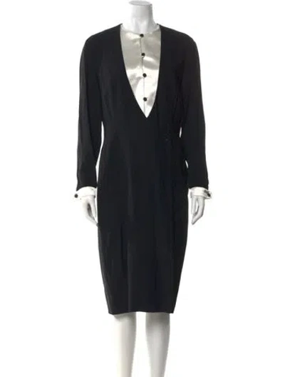 Pre-owned Giorgio Armani Crew Neck Midi Length Dress In Black