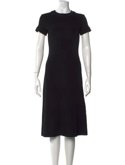 Pre-owned Giorgio Armani Crew Neck Midi Length Dress In Black