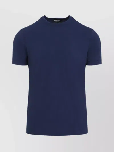 Giorgio Armani Crew Neck Plain Design Short Sleeves T-shirt In Blue