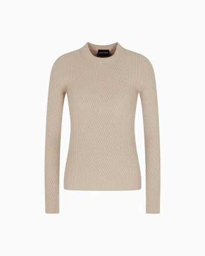 Giorgio Armani Crew-neck Ribbed Jumper In Virgin Wool