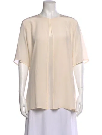 Pre-owned Giorgio Armani Crew Neck Short Sleeve Blouse In Neutral
