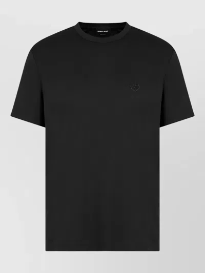 Giorgio Armani Cotton-interlock T-shirt With Embroidered Logo In Black