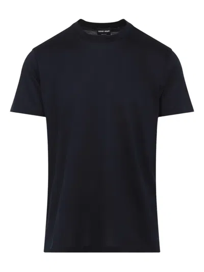 Giorgio Armani Crew-neck Short-sleeve T-shirt In Blue