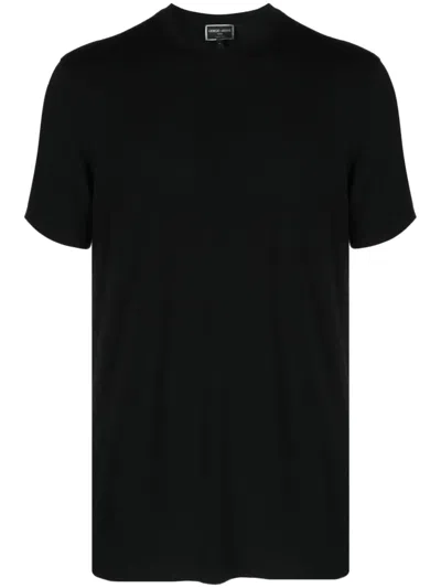 Giorgio Armani Crew-neck Short-sleeve T-shirt In 黑色的