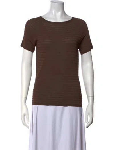 Pre-owned Giorgio Armani Crew Neck Short Sleeve T-shirt In Brown