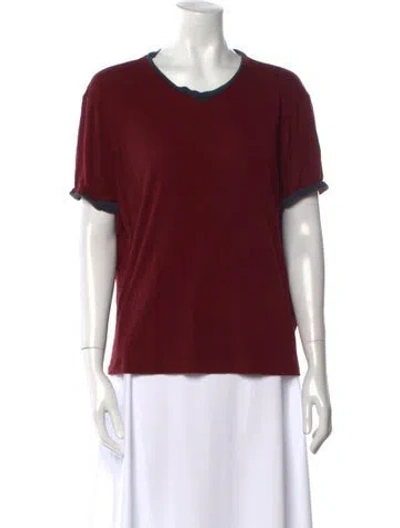 Pre-owned Giorgio Armani Crew Neck Short Sleeve T-shirt In Burgundy