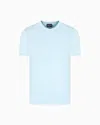 Giorgio Armani Crew-neck Long-sleeved T-shirt In Stretch Viscose Jersey In Light Blue