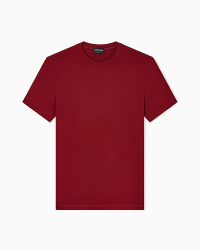 Giorgio Armani Crew-neck Short-sleeved T-shirt In Stretch Viscose Jersey In Burgundy