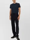 Giorgio Armani Wool Jersey Crew-neck T-shirt With A Striped Motif In Blue