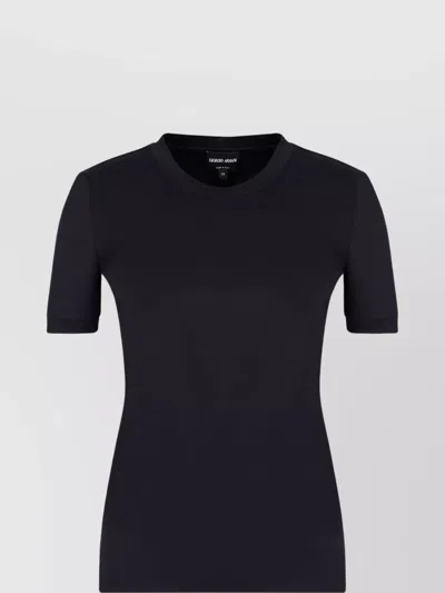Giorgio Armani Crew Neck Short Sleeves Top In Black