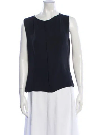 Pre-owned Giorgio Armani Crew Neck Sleeveless Blouse In Black