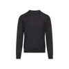 Giorgio Armani Crew Neck Sweater In Virgin Wool In Blue