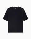 Giorgio Armani Crew-neck T-shirt In Pure Cashmere Jersey In Blue