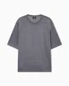 Giorgio Armani Crew-neck T-shirt In Pure Cashmere Jersey In Gray