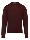 Giorgio Armani Crew Neck Wool Sweater In Burgundy