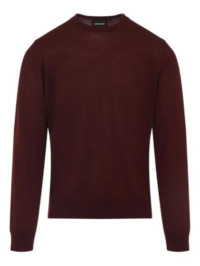 Giorgio Armani Ruby Virgin Wool Sweater In Burgundy