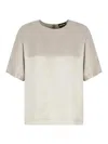 Giorgio Armani Crewneck Blouse In Viscose And Cupro In Gris