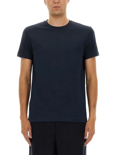 Giorgio Armani Men Crewneck Cotton T-shirt In Blue