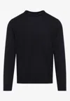 Giorgio Armani Navy-blue Silk Sweater In Black