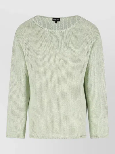 Giorgio Armani Crewneck Knit Sweater Soft Texture In Green