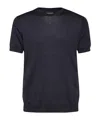 Giorgio Armani Crewneck Short-sleeved Knit Jumper In Black