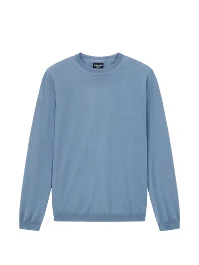 Giorgio Armani Lightweight Minimalist Crew Neck Pullover Sweater In Multi