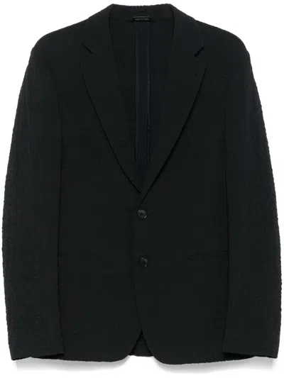 Giorgio Armani Crinkled Blazer In 蓝色