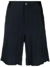 Giorgio Armani Crinkled Wide-leg Shorts In Blau