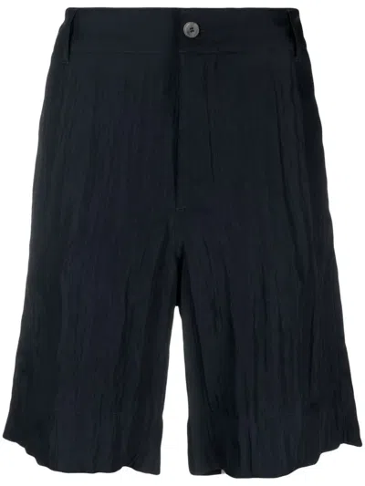 Giorgio Armani Crinkled Wide-leg Shorts In Blau