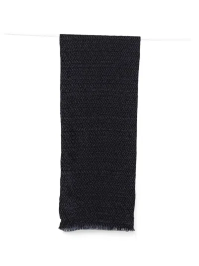 Giorgio Armani Crinkled-finish Fringed Scarf In Black